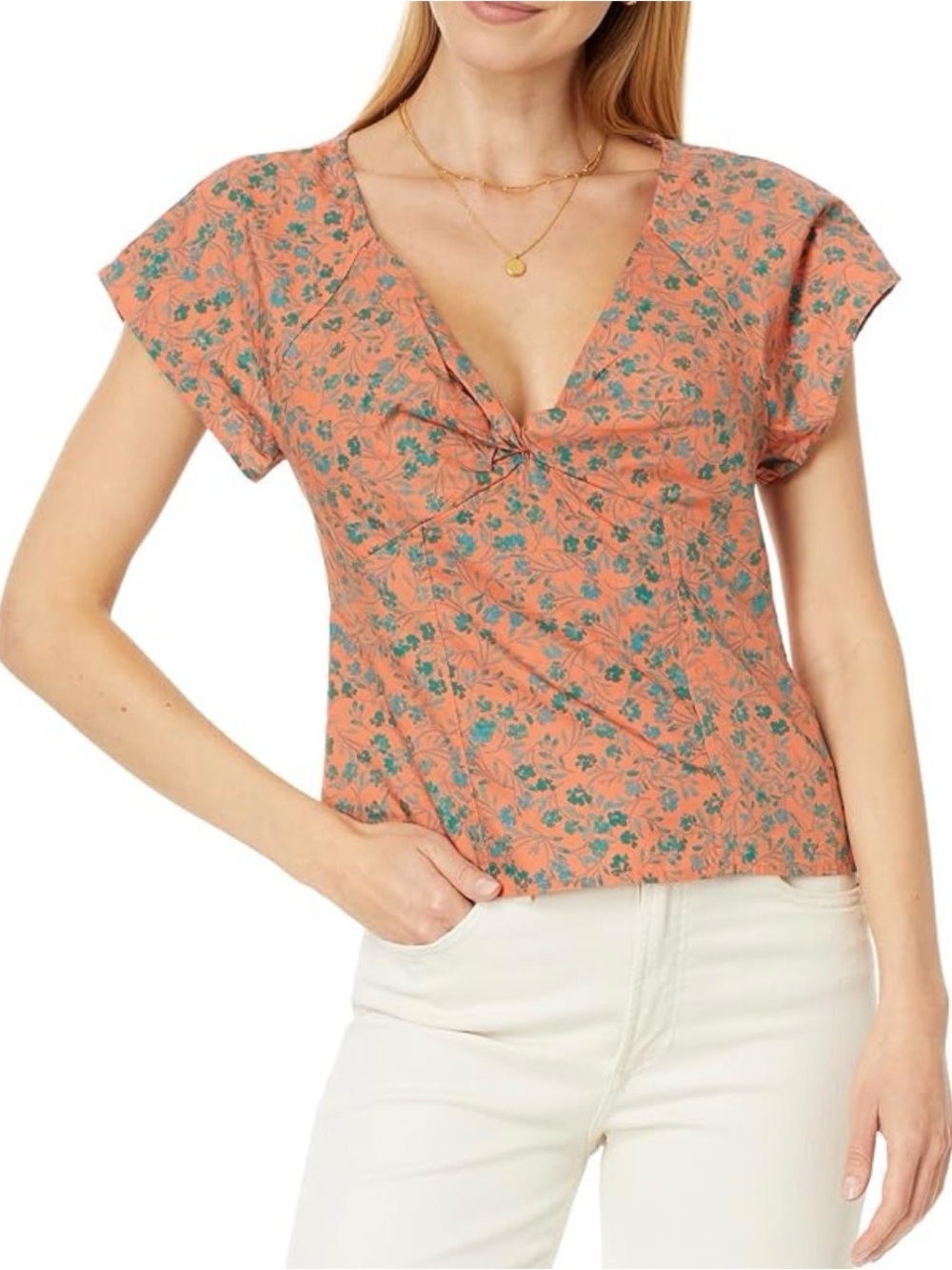Madewell Amari Twist-Front Top in Sunset Haze – NWT Size 10